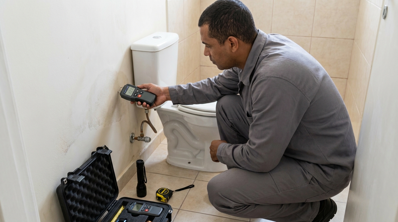 Técnico de caça vazamento em residência em Hortolândia‑SP